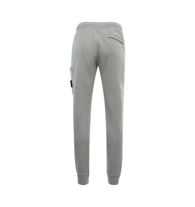 Image 2 of 3 - GREY - STONE ISLAND Fleece Pants featuring drawstring at elasticized waistband, three-pocket styling, zip-fly, rib knit cuffs, cargo pocket at outseam and detachable logo patch at outseam. 