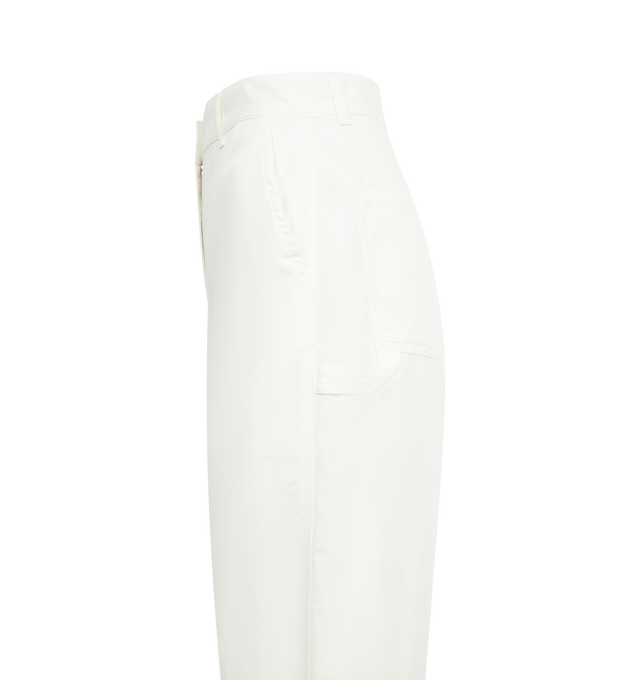 Image 3 of 3 - WHITE - THE ROW Sharka Pant in Cotton and Cashmere featuring mid-rise cargo pant in soft cotton and cashmere gabardine with straight leg, painter's loop detail and side slash pockets. 95% cotton, 5% cashmere. Lined in 100% cotton. Made in Italy. 