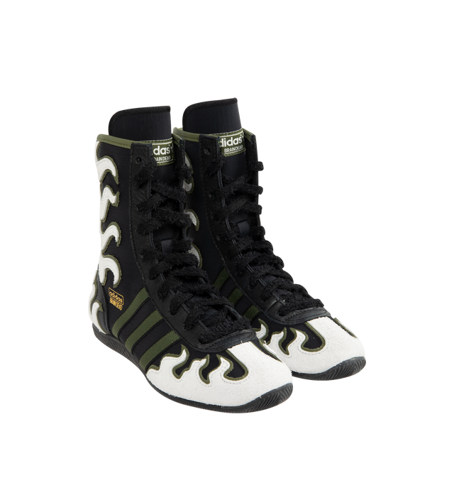 Image 2 of 5 - MULTI - ADIDAS Japan Lo Brain Dead Sneaker featuring a boxing boot style, low-profile sole, nylon suede upper, hairy suede flame details, regular fit, lace up closure, leather lining and rubber outsole. 