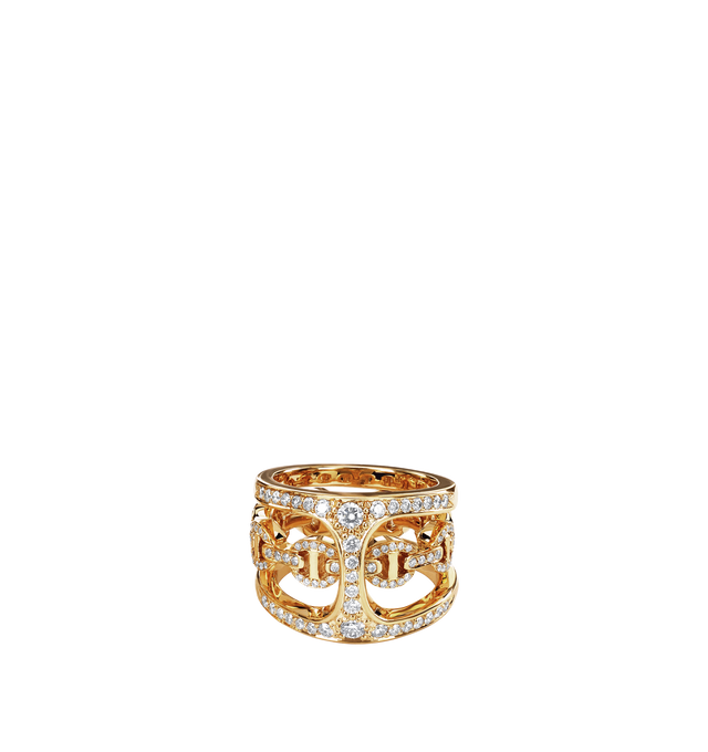 Image 1 of 2 - GOLD - Hoorsenbuhs Phantom Clique Antiquated Ring featuring a continuous open-link silhouette crafted from solid 18K gold or sterling silver. Defined by restrained negative space and precise geometric proportions, each piece is handcrafted and finished to the brands exacting standards. For personal consultation and detailed information about jewelry, please contact our dedicated stylist team at personalshopping@hirshleifers.com.This item may be restricted for online purchase to international  