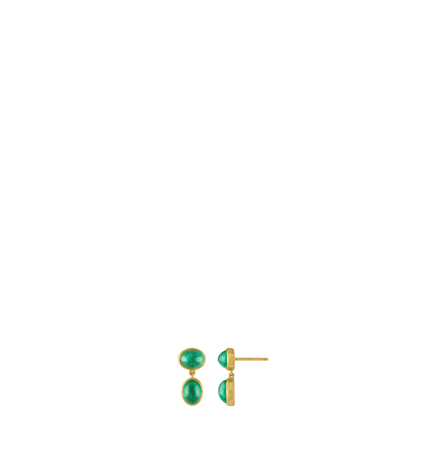 Image 3 of 3 - GREEN - Prounis Amphora Emerald Earrings are handcrafted from 22K yellow gold and feature vibrant emeralds inspired by the elongated silhouette of an ancient Greek amphora in a smaller, everyday design. Dimensions: 18 mm x 9 mm. Handmade in New York. For personal consultation and detailed information about jewelry, please contact our dedicated stylist team at personalshopping@hirshleifers.com.This item may be restricted for online purchase to international clients. For assistance purchasing t 