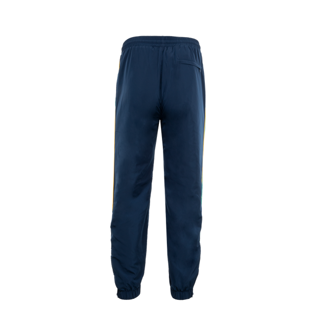 Image 2 of 3 - NAVY - Casablanca Embroidered Windbreaker Pants have an elastic waist, side pockets, back pocket, and elastic cuffs.  