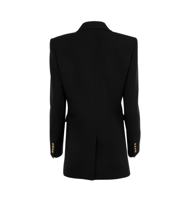 Image 2 of 2 - BLACK - SAINT LAURENT Double-Breasted Jacket featuring six-button oversized jacket, peaked lapel, gold-tone buttons, silk lining, two jetted pockets with flap at the front and one welt pocket at the chest. 100% LAINE VIERGE. Made in Italy. 