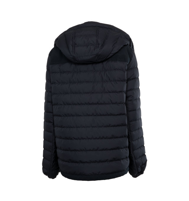 Image 2 of 3 - NAVY - MONCLER Acamante Down Jacket featuring down-filled, zipper closure, zipped welt pockets, hood and elastic cuffs. 100% polyamide/nylon. Padding: 90% down, 10% feather. 