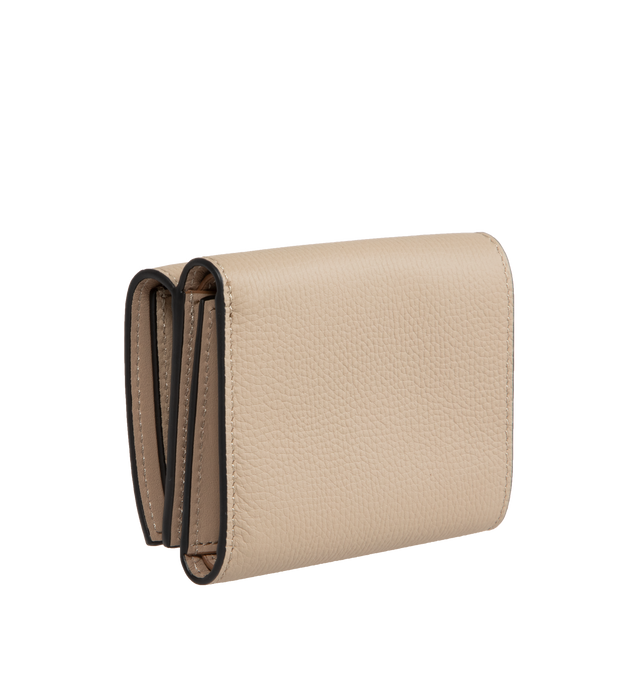 Image 2 of 4 - NEUTRAL - LOEWE Anagram Trifold Wallet featuring six card slots and one large pocket, coin compartment, anagram snap button closure and calfskin lining. 3.1 x 4 x 1.5 inches. Pebble grain calfskin. 