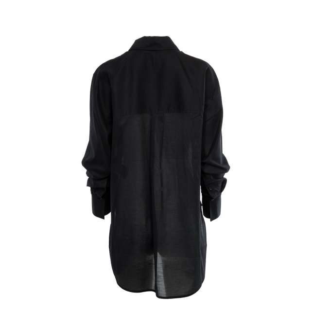 Image 2 of 3 - BLACK - TOTEME Kimono Sleeve Shirt featuring buttoned placket and cuffs, back yoke, box pleat and relaxed fit. 100% cotton organic. 