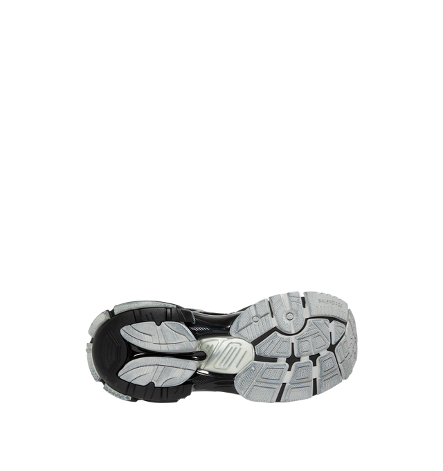 Image 4 of 5 - BLACK - BALENCIAGA Runner Sneakers featuring lace-up closure, pull-loop at heel collar, logo rubberized at heel tab, textured foam rubber midsole and treated rubber outsole. Upper: textile, synthetic, rubber. Sole: rubber. Made in China. 