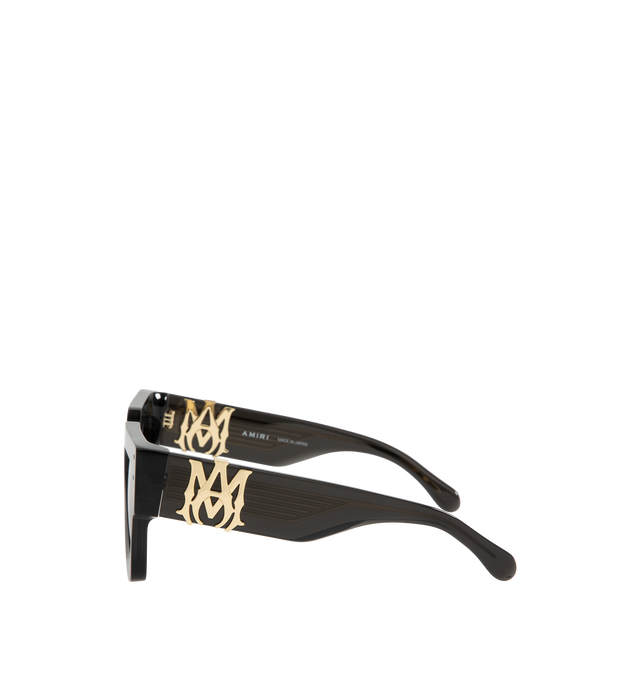 Image 2 of 3 - BLACK - Amiri Jumbo MA Sunglasses have square frames, gradient lenses, integrated nose pads, logo hardware, and exposed wire cords. 100% acetate. Made in Japan.  