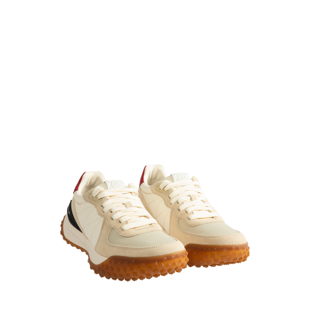 Image 2 of 5 - NEUTRAL - Moncler Men's CityTrek Sneakers are crafted in a refined mix of nylon, suede, and leather and feature a relaxed low-top silhouette designed for everyday wear. Built with a lace-up closure, TPU spoiler, lightweight EVA midsole, and breathable OrthoLite insole for cushioning, these designer sneakers are finished with a durable Vibram rubber tread for enhanced traction. Upper: 100% Polyester and Cow Leather. Lining: 100% Polyamide/Nylon. Sole: 100% Elastodiene. Sole Height: 4.2 cm. Mad 