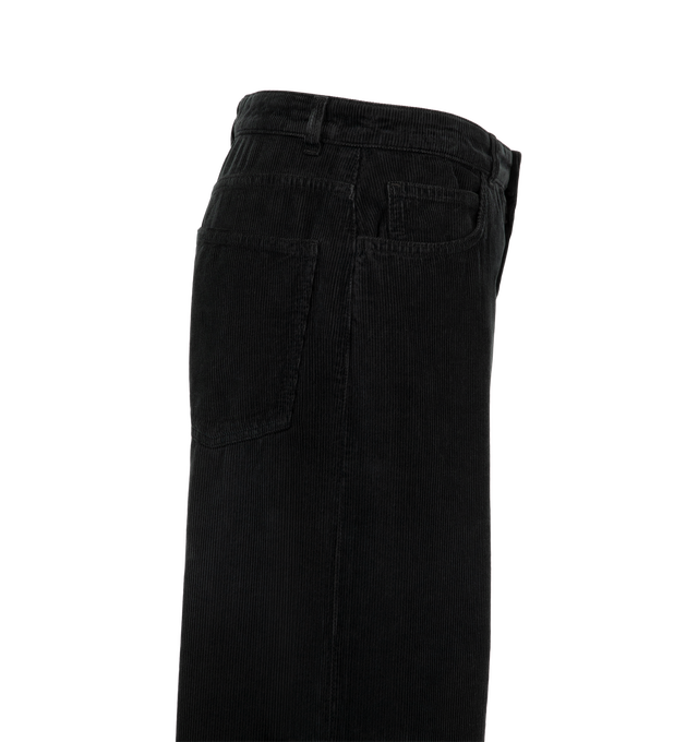 Image 3 of 3 - BLACK - The Row Women's Eglitta Pants are crafted from enzyme-washed cotton corduroy and feature a mid-rise waist, straight-leg fit, contrast topstitching, and classic five-pocket construction. Main Material: 99% Cotton, 1% Elastane. Made in Italy. 
