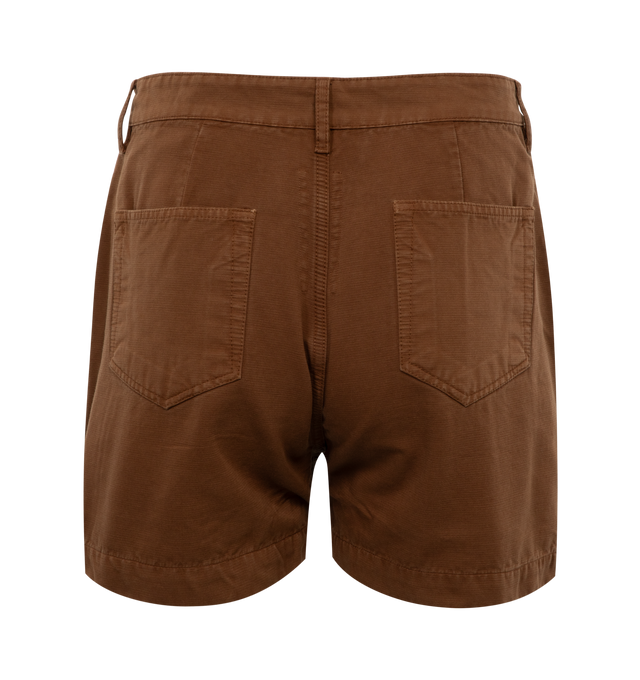 Image 2 of 3 - BROWN - RICK OWENS DRKSHDW Geth Cutoff Shorts featuring belt loops, five-pocket styling, zip-fly and short length. 100% cotton. 