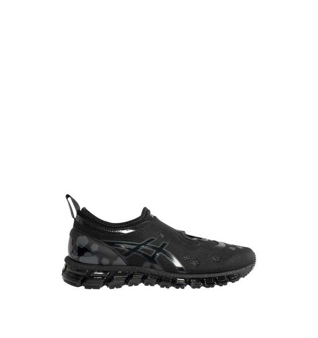 Image 1 of 5 - BLACK - ASICS Mens GEL-Quantum 360 I Sneakers feature a printed synthetic mesh upper with closed mesh panels. Designed with FF BLAST PLUS cushioning, GEL technology, TRUSSTIC support system, lace-up closure, and a durable rubber outsole. Upper: Synthetic; Midsole: FF BLAST PLUS, GEL Technology, TRUSSTIC; Outsole: Rubber. 
