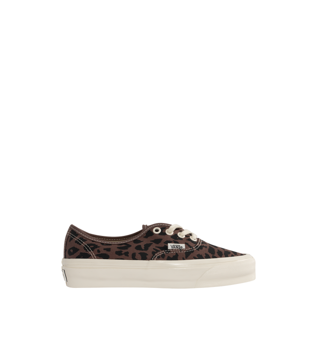 Image 1 of 5 - BROWN - VANS Authentic Reissue 44 LX Sneakers featuring low-top, lightweight canvas upper,  lace-up closure, logo flag at outer side, rubber logo patch at heel, textured rubber midsole, treaded rubber sole and contrast stitching in white. Upper: canvas. Sole: rubber.  