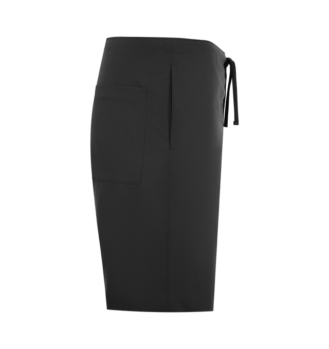 Image 3 of 3 - BLACK - KAPTAIN SUNSHINE Wool Poplin Walk Shorts featuring drawstring waist, side slit pockets, back patch pocket and zip fly. Made in Japan.  