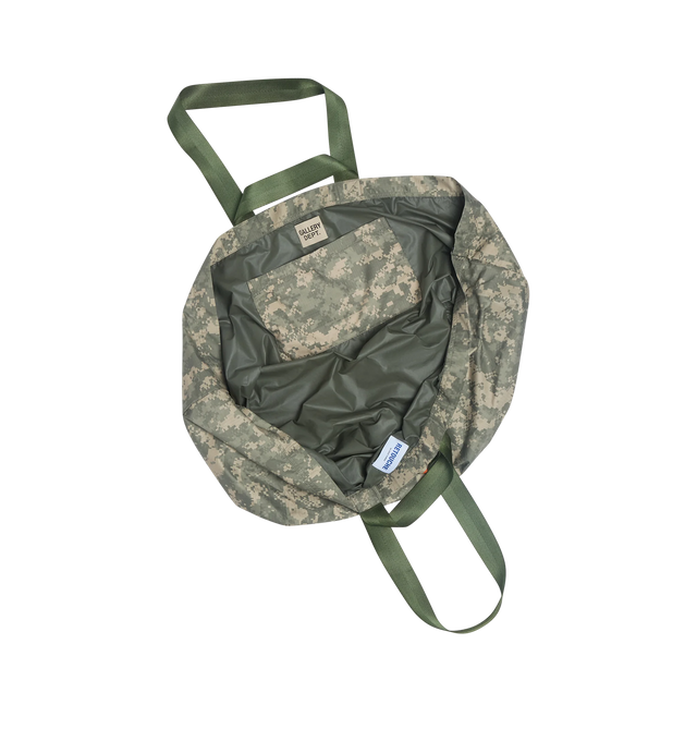 Image 2 of 2 - GREEN - GALLERY DEPT. Tote Bag featuring two-handle tote bag, crafted from vintage army tents, inner 'Retouche' patch, interior pocket and FRENCH logotype on the front. 14" H x 34.75" W. 100% Nylon. Made in USA. 