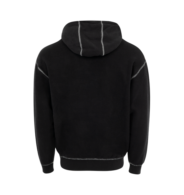 Image 2 of 2 - BLACK - Market Reverse Arc Hoodie crafted from 100% cotton heavyweight fabric. Featuring a boxy fit, inside out construction and an arc"Market" patch on the front, adjustable drawcord hood, ribbed cuffs and hem, and kangaroo pocket. 