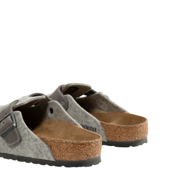 Image 3 of 4 - GREY - Birkenstock Boston Clogs have round toes, adjustable straps, cork and latex insoles, contoured footbeds, and EVA outsoles. Suede uppers and lining. Made in Germany.  