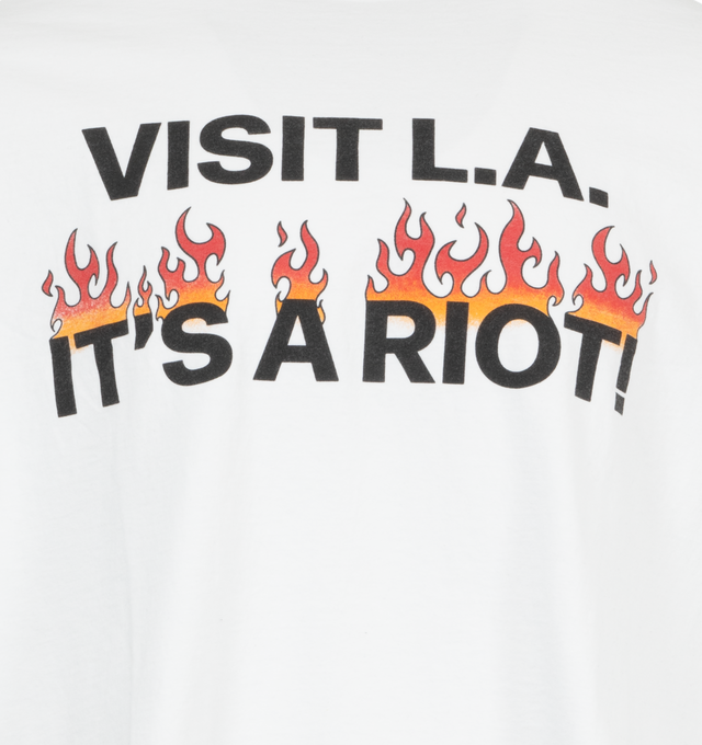 Image 3 of 3 - WHITE - Gallery Dept. L.A. Riot T-Shirt has a crew neck, printed artwork, and ribbed trims. 100% cotton. Made in USA.   