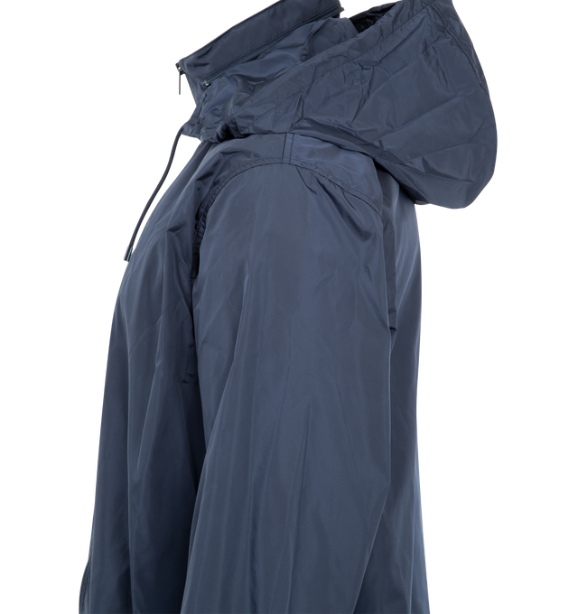Image 3 of 3 - NAVY - SAINT LAURENT Jacket featuring zip front closure, drawstring hem, front zip pocket, stand collar with concealable hood and elastic cuffs. 