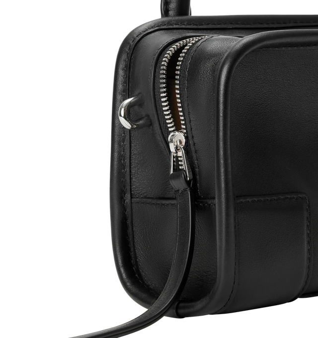 Image 10 of 11 - BLACK - LOEWE Mini Amazona 180 Bag in soft calfskin featuring two carry options: short handle, removable and adjustable crossbody strap, zip closure with two leather zip pullers, two compartments, main compartment closed with magnetic closure, left side d-ring for customization, suede lining, embossed LOEWE and embossed double L branding. Soft calfskin. 11.5 cm x 20 cm x 7 cm. Made in Spain. 