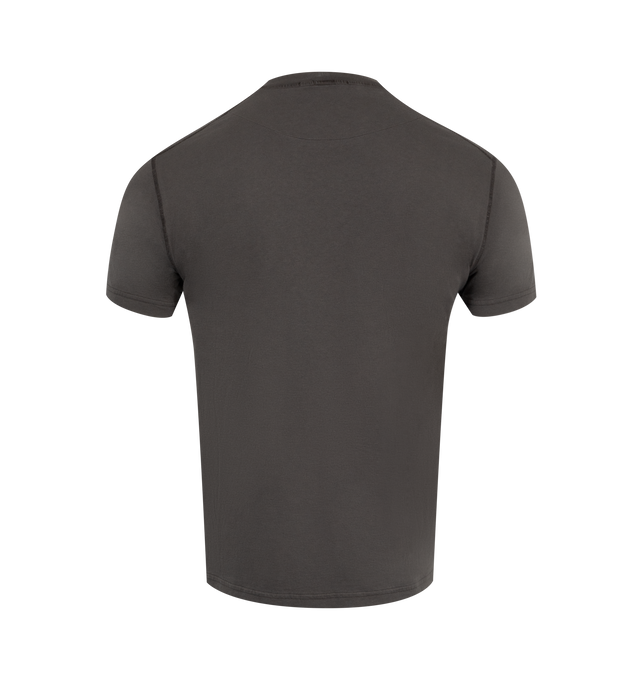 Image 2 of 2 - BROWN - STONE ISLAND Short Sleeve Tee featuring ribbed neckline, Stone Island Compass logo patch on chest and chain overstitching on the bottom hem. 100% cotton. 