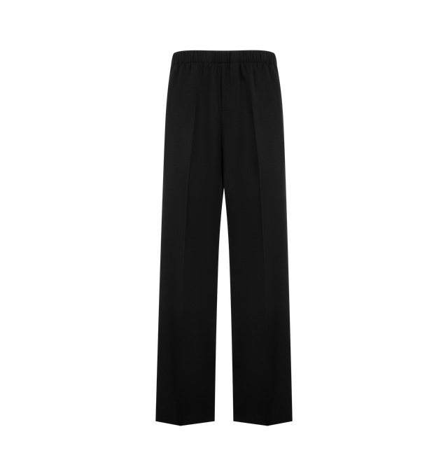 Image 1 of 3 - BLACK - Bottega Veneta Womens Wide-Leg Pants are crafted from lightweight wool grain de poudre. Feature a wide-leg silhouette and elasticized waistband. Main Material: 100% Wool. Made in Italy. 