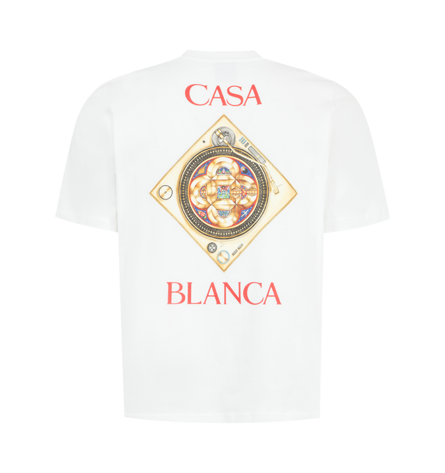Image 2 of 2 - WHITE - CASABLANCA Plafond Orne De Musique T-Shirt featuring organic cotton jersey T-shirt, rib-knit crewneck and logo graphic printed at chest and back. 100% organic cotton. Made in Portugal. 