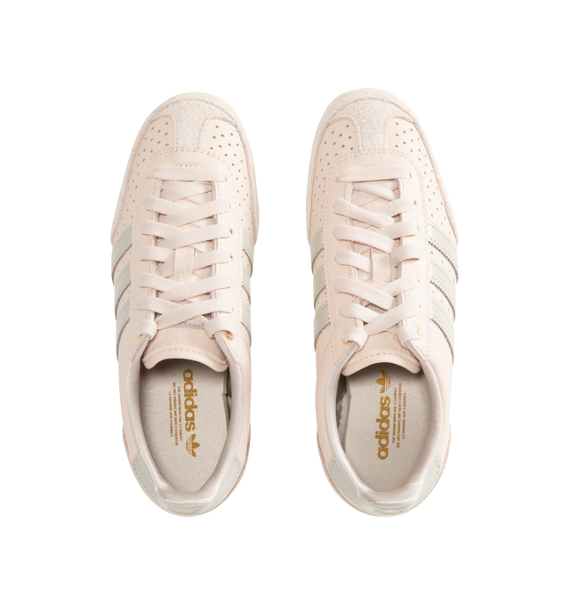 Image 5 of 5 - PINK - Adidas Women's Japan Sneaker featuring original low-profile design, double-stitched T-toe, regular fit, lace closure, tumbled perforated leather upper, textile lining and rubber outsole. Made in Vietnam. 