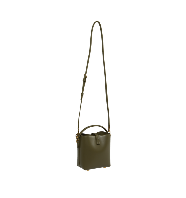 Image 2 of 3 - BROWN - SAINT LAURENT Le 37 Mini Bag in Shiny Leather featuring metal cassandre hook closure, four metal feet, one main compartment and suede lining. 5.9 X 5.1 X 2.4 inches. 90% calfskin leather, 10% metal. 