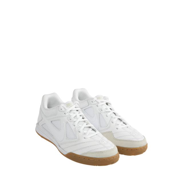 Image 2 of 5 - WHITE - Nike Gato Sneaker, a revived 2010 indoor soccer shoe with premium leather and suede mixed with breezy textile underlays for a breathable and durable fit. Featuring foam midsole providing soft comfort and gum rubber sole for a retro look with plenty of grip. 