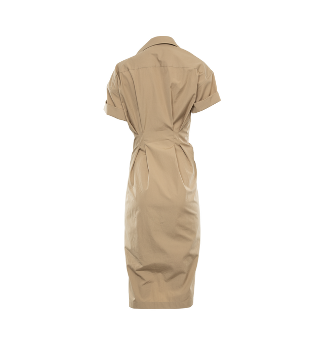Image 2 of 3 - BROWN - DRIES VAN NOTEN Lace Up Shirt Dress featuring lace-up detail, spread collar, short sleeves, midi length, sheath silhouette and unlined. 100% cotton. Made in Poland. 