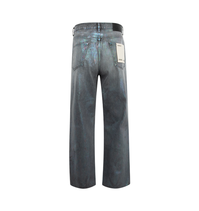 Image 2 of 3 - GREY - NAHMIAS Oil Spill Baggy Jean featuring five pocket styling, baggy fit and holes in the legs. 100% cotton. 