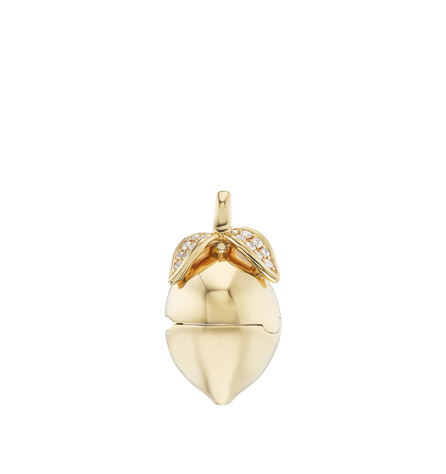 Image 2 of 2 - GOLD - SORELLINA Lemon Locket featuring 18k yellow gold with 0.08 cttw G-HSI diamonds. 20 mm x 11 mm. 