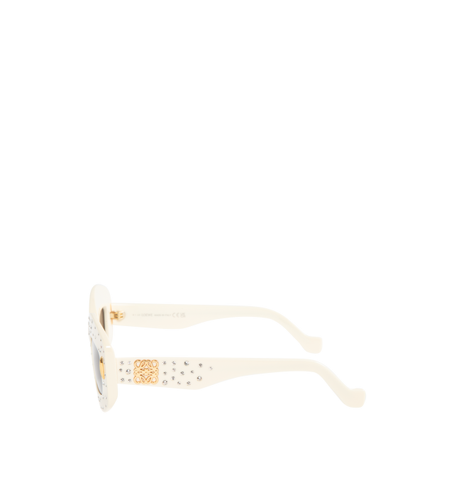 Image 2 of 4 - WHITE - LOEWE Screen sunglasses crafted in acetate with Swarovski crystal embellishments and an Anagram in a gold finish on the arm. 100% UVA/UVB protection. 
