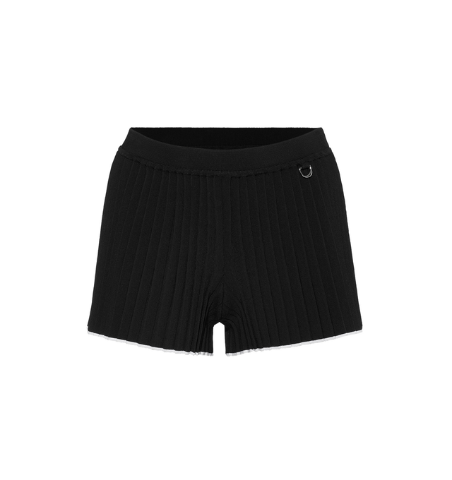Image 1 of 1 - BLACK - JACQUEMUS Pleated Mini Shorts featuring relaxed fit, pleated knit, ribbed waistband, d-ring and contrast hem. 94% viscose, 6% polyester. Made in Portugal. 