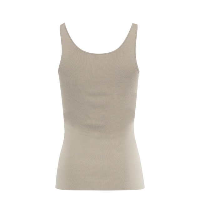 Image 2 of 2 - GREY - TOTEME Compact Knit Tank featuring stretch fit, mid-weight knit fabric, scoop neck and tank strap. 65% viscose, 35% polyamide. 