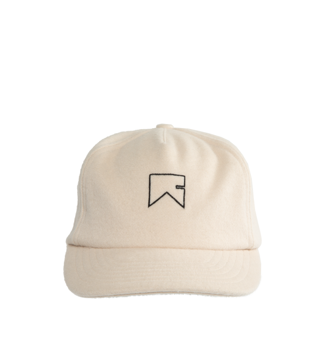 WHITE - RHUDE Cashmere Chevron Logo Hat featuring embroidered logo to the front, curved peak and adjustable strap to the rear.