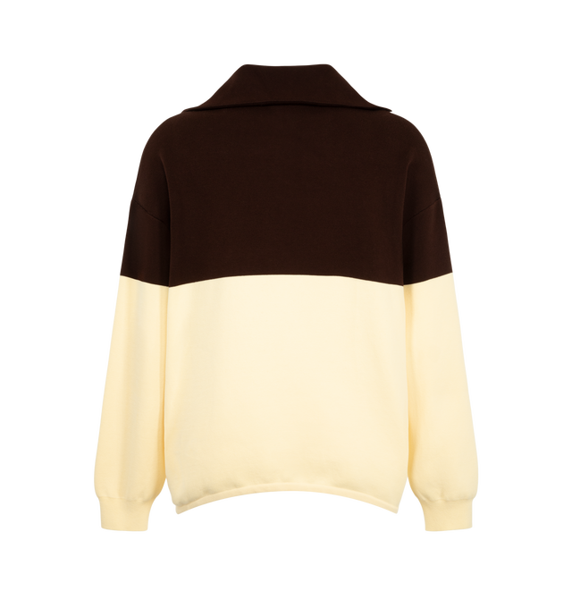 Image 2 of 2 - MULTI - Loewe Men's Sweater in Cotton Blend is crafted from a medium-weight compact double-face cotton blend and features a relaxed-fit silhouette with a regular length. Designed with a half zip-up collar, double-face stitch construction, ribbed cuffs, an elasticated drawstring hem with leather end cords, and a 3D Anagram logo at the chest. Main Material: Cotton Blend. Made in Italy. 
