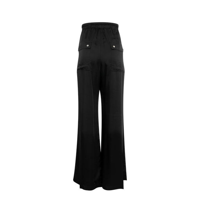 Image 2 of 3 - BLACK - RICK OWENS Wide Bela Pants featuring elastic waistband with drawstring closure, two pockets and wide leg. 61% acetate, 39% viscose. Made in Italy. 