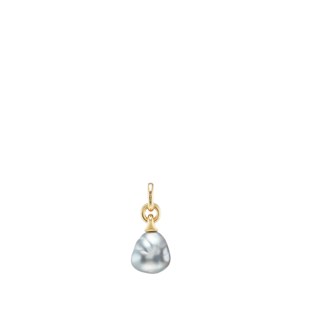 Image 2 of 2 - GOLD - Uniform Object Pearl Drop Pendant featuring 9.5 g of 18K yellow gold with a 3.06 ct oval-cut Ceylon blue sapphire and a South Sea pearl. Handcrafted in New York City. Designed to complement the Uniform Object Carbon Torque and System Necklace collections. Hirshleifers offers a range of pieces from this collection in-store. For personal consultation and detailed information about jewelry, please contact our dedicated stylist team at personalshopping@hirshleifers.com. 