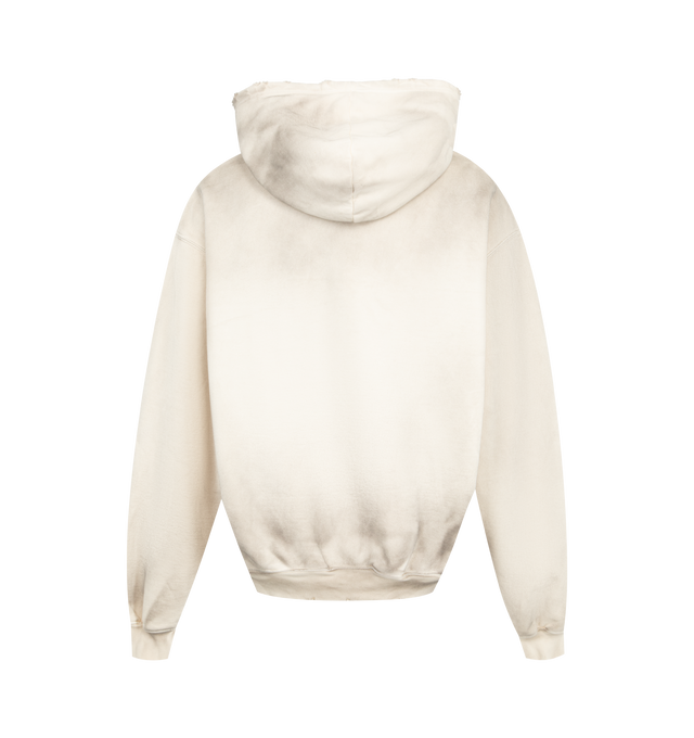 Image 2 of 2 - WHITE - SATOSHI NAKAMOTO Necklace Hoodie featuring relaxed-fit, fixed hood, decorative jewels and studs, kangaroo pocket, ribbed cuffs and hem, vintage-treated finish and logo text. 100% cotton. 
