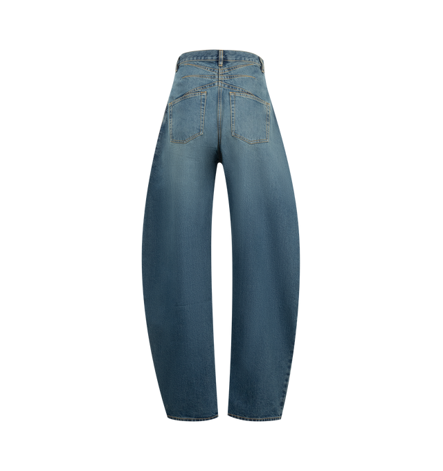 Image 2 of 3 - BLUE - Alaia Round Pants are made with stretch denim with five pocket style and a zipper fly. Cotton 99%, Polyurethane 1%.  Made in Italy.  