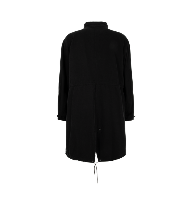 Image 3 of 3 - BLACK - A.Presse Men's Vintage Washed Silk Cotton M-65 Field Parka is crafted from a silk and cotton blend and features a military-inspired M-65 field parka silhouette with a garment-dyed finish. Designed to develop unique character over time, each piece varies slightly in color and size, reflecting the brand's vintage-inspired approach to fabrication and finishing. Main Material: 60% Silk, 40% Cotton. Made in Japan.  