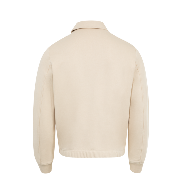 Image 2 of 2 - NEUTRAL - Dries Van Noten Quarter Zip Sweater has a classic collar, a 1/4 zip zip neck, gathered cuffs and hem, and a chest pocket with a button flap.  