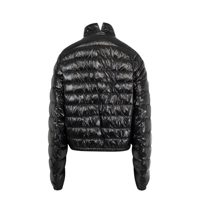 Image 2 of 3 - BLACK - Moncler x EE72 by Edward Enninful Knut Short Down Jacket featuring nylon laqu lining, down-filled, zipper closure, pockets with snap button closure and elastic hem and cuffs. 100% polyamide/nylon. Padding: 90% down, 10% feather. Made in Romania. 