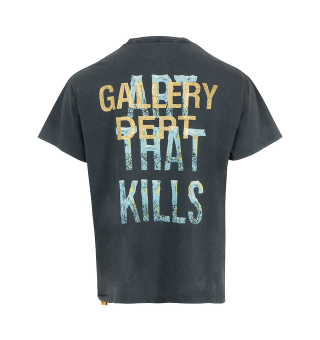 Image 2 of 3 - BLACK - Gallery Dept. Broken Art That Kills T-Shirt has a crew neck, logo artwork, and a boxy fit for a loose drape. 100% cotton. Made in USA.  