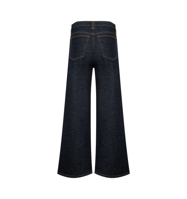 Image 2 of 3 - BLUE - KHAITE Delina Jeans featuring a classic, straight-leg silhouette, high-rise waist, five-pocket construction, mid-weight, non-stretchy fabric and button and concealed zip fastening at front. 100% cotton. 