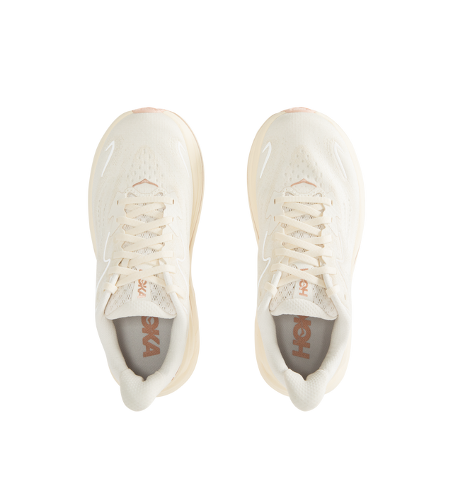 Image 5 of 5 - WHITE - HOKA Clifton 10 Sneaker featuring jacquard knit, reflective upper details, smooth MetaRocker, rearfoot-focused Active Foot Frame, CMEVA midsole, molded EVA sockliner and inherently durable abrasion rubber. 