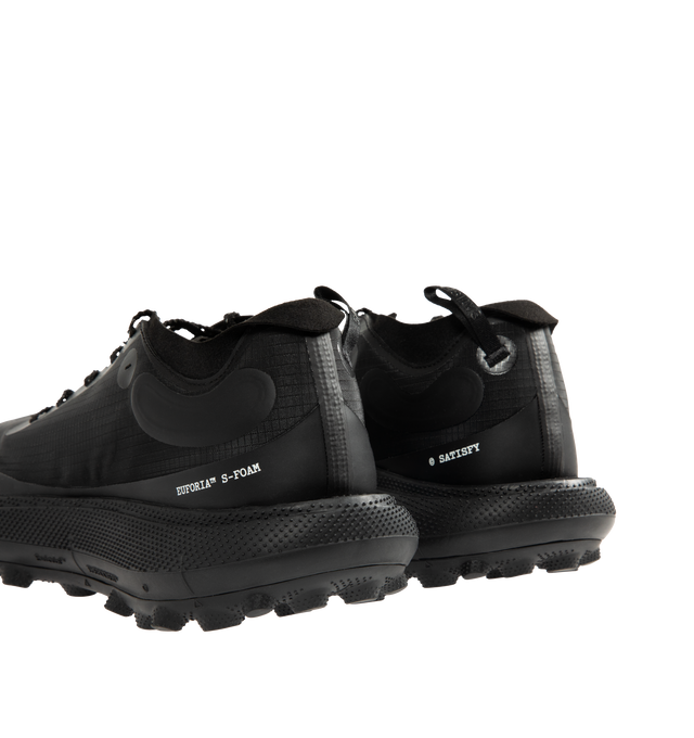 Image 3 of 5 - BLACK - SATISFY The Rocker Sneaker featuring Rippy  66 mesh upper with Vibram rubber sole, asymmetrical lace-up front, Cushioned Euforia  Super Foam footbed, TuneLug  outsole for enhanced grip, control, and edge hold on technical descents, Rippy  66 monomesh for strength, durability, breathability, and resilience, notched, textured laces and back pull tab. 