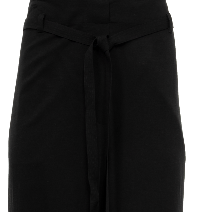 Image 4 of 4 - BLACK - TOTEME Fluid Tie-Waist Trousers featuring high-waist, all-around ties that create a subtle paperbag bag effect when fastened, made from ECOVERO rayon blended with linen, long, wide legs and slip pockets. 85% viscose, 15% linen. 